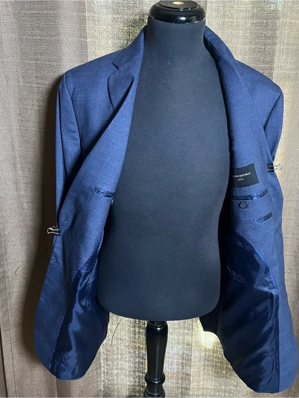 Banana Republic SportCoat Casual Business Suit Jacket SlimFit Texture Navy 44R